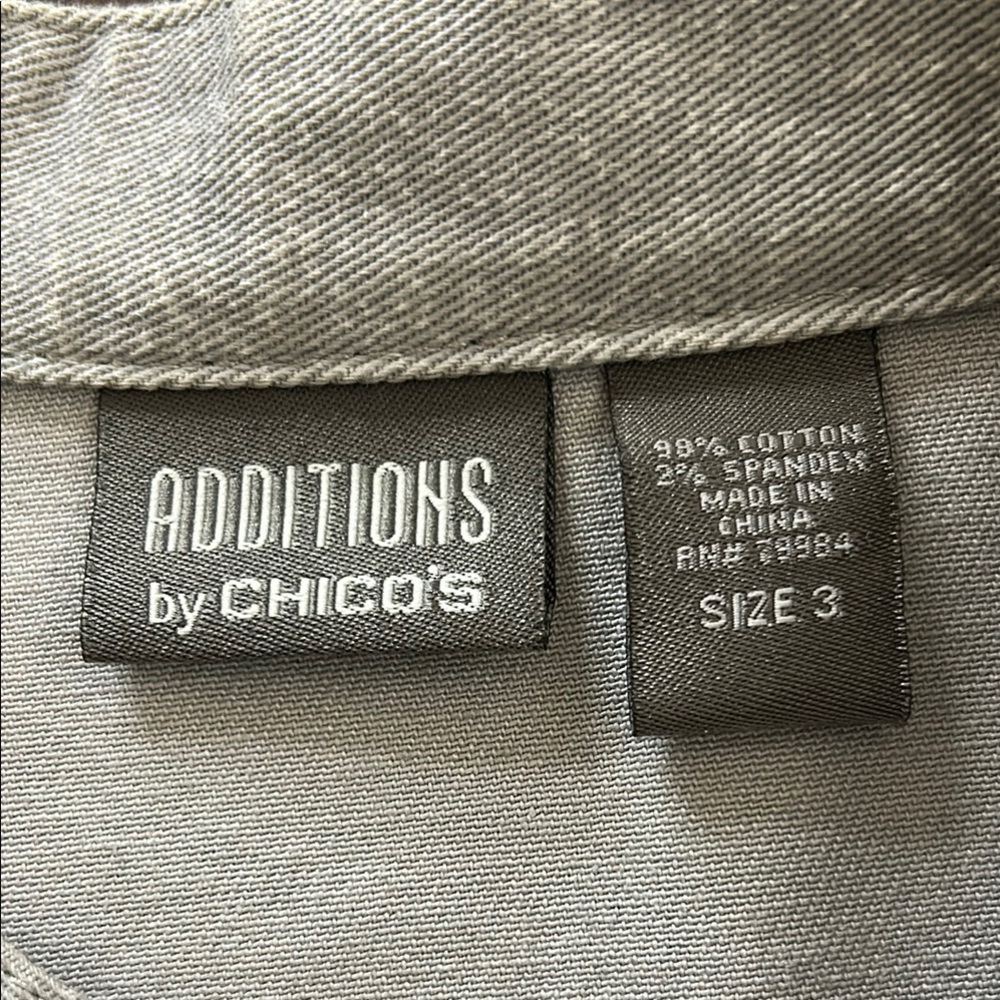 Chico's Additions Gray and Purple Blazer with Artistic Floral Design Chicos Sz 3 - Picture 6 of 8